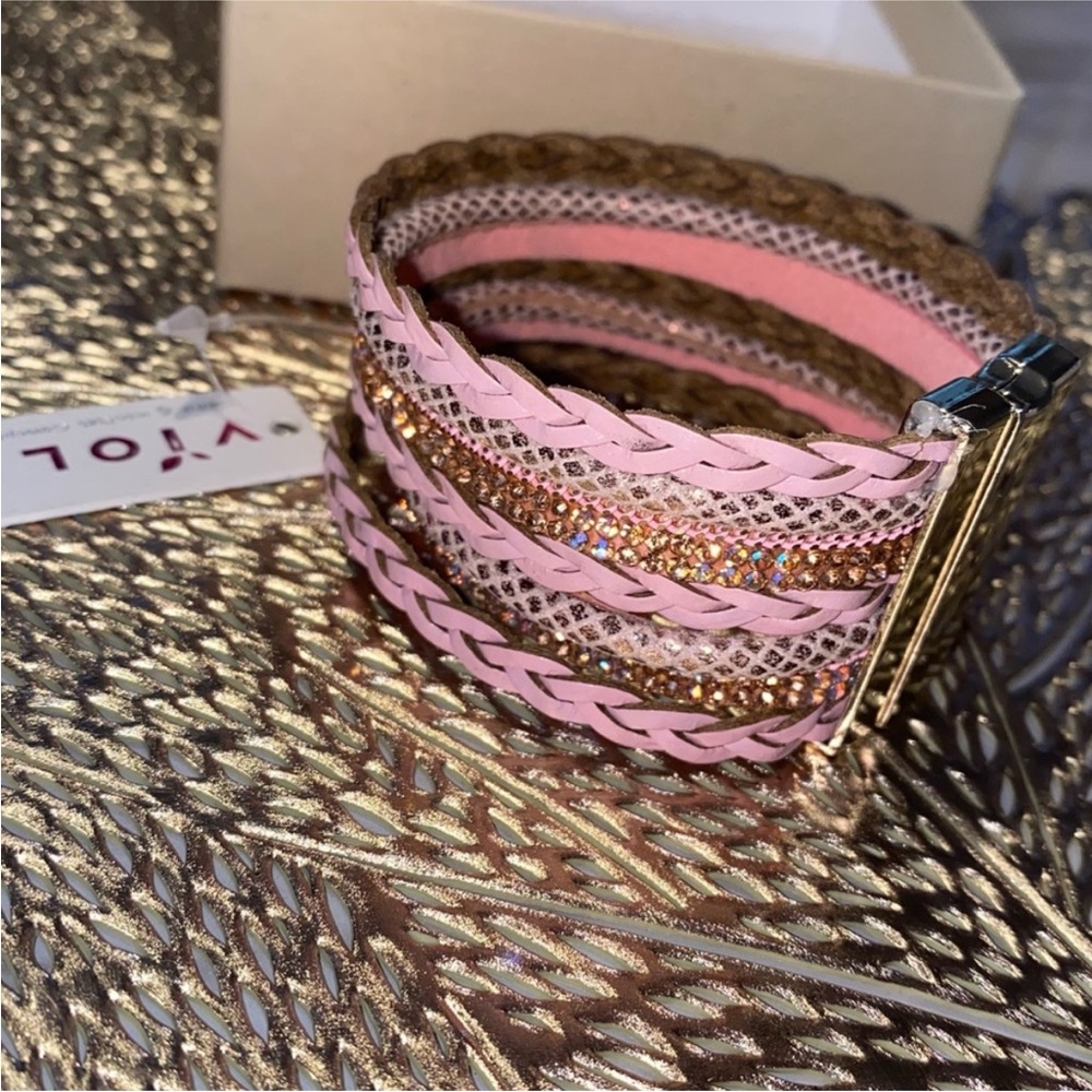 Pink and Brown Braided Bracelet